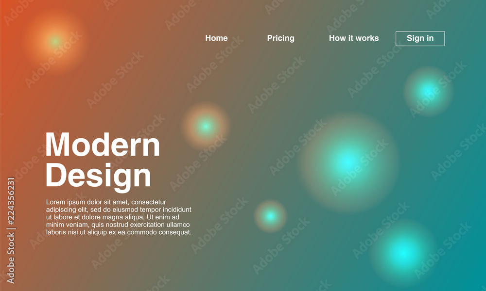 Poster futuristic design of landing page with geometric abstract background multicolor. vector illustration