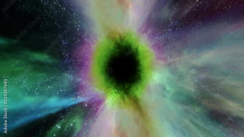 Poster light streams into a black hole in space (loop).