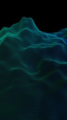 Abstract landscape background. Cyberspace grid. Hi-tech network. Vertical image orientation. 3D illustration