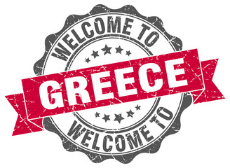 Obraz premium Greece round ribbon seal