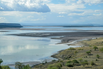 An aeril view of Lake Magadi, Rift Valley, Kenya