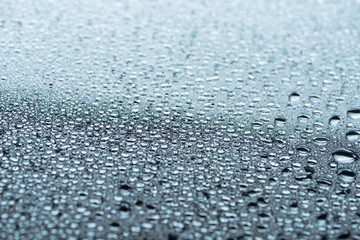 Obraz premium close up view of water drops on grey surface as background