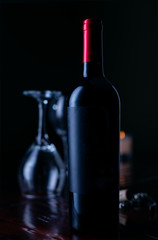 Red Wine Bottle with Blank Label