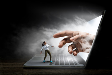 Surfing the Internet. Mixed media