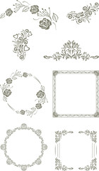 Decorative vintage elements and frames for design