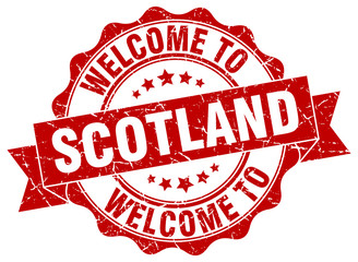 Obraz premium Scotland round ribbon seal