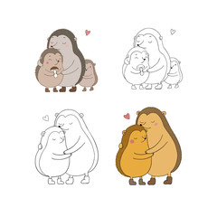 Lovely Cartoon Hedgehogs. Happy animals. Zoo. Cute characters