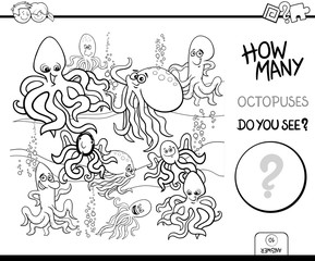 counting octopus characters educational game color book