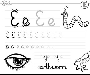 how to write letter E workbook