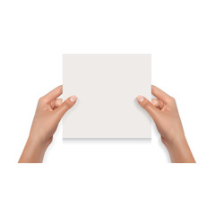 Woman Hands Holding Blank Card Isolated on White Mockup Template