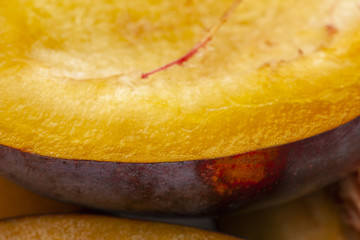 Texture of the fruit of the plum One fruit is enlarged to the size of the screen