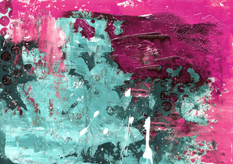 handmade acrylic painting in teal and pink, artwork is created and painted by myself and makes a perfect backdrop, background, wallpaper or texture