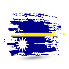 Grunge brush stroke with Nauru national flag