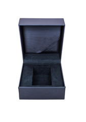 Beautiful satin box with the lid open.