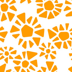 Orange and white colorful stained glass triangle shape flowers mosaic geometric seamless pattern, vector
