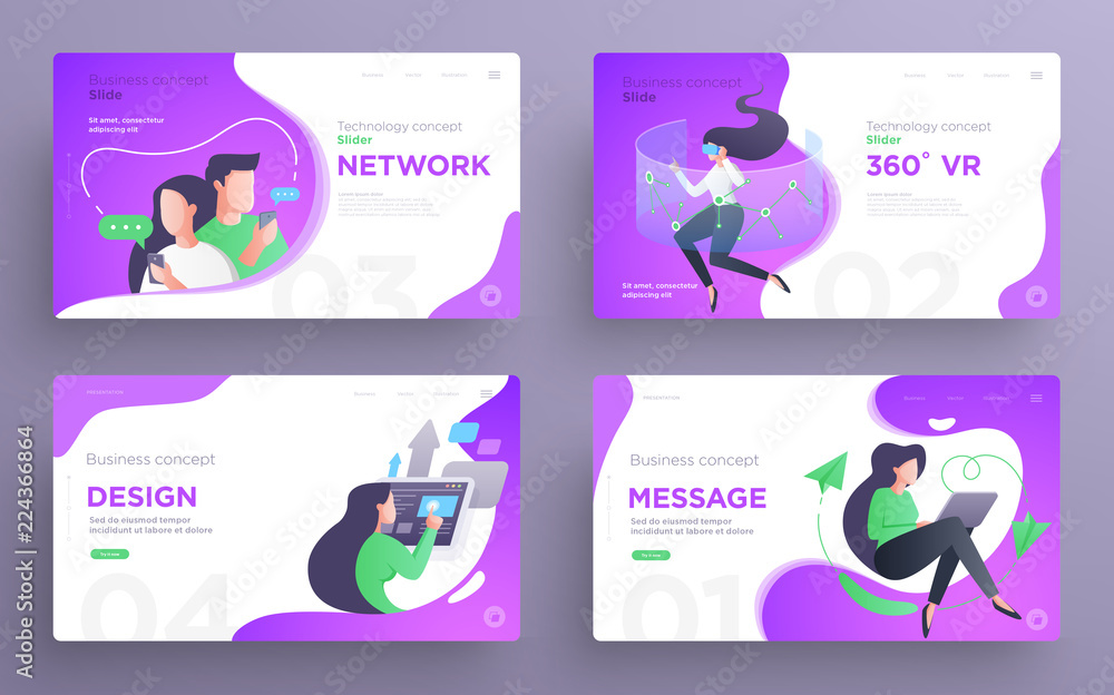 Canvas Prints presentation slide templates or hero pages for websites, or apps. business concept illustrations. mo