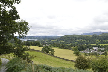 Fototapeta na wymiar View over Hills & Fields Lake District