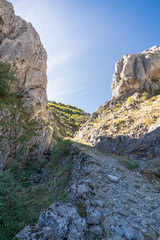 Photograph of a pass between the mountain in the Cantabrica mountain range in Leon (Spain)