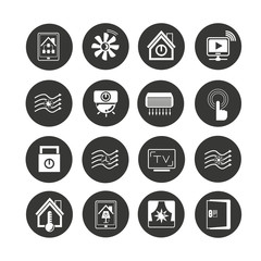 smart home icon set in circle buttons