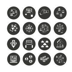 social network icon set in circle buttons