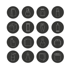 packaging icon set in circle buttons