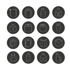 packaging icon set in circle buttons