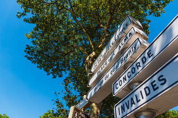 Directional signs in world famous Paris