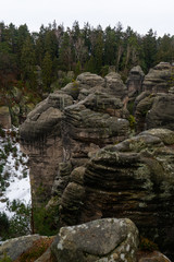 Czech sandstone rocks in winter