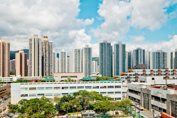 Naklejka premium Residential buildings in Shatin, Hong Kong