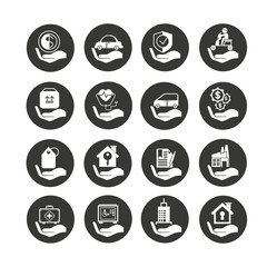 Fototapeta premium insurance icon set in circle buttons