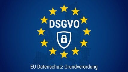 DSGVO - german Datenschutz-Grundverordnung. General data protection regulation. Flag of European Union. Vector illustration