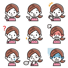 女性　表情　セット