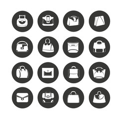 Fototapeta premium fashion bag icon set in circle buttons