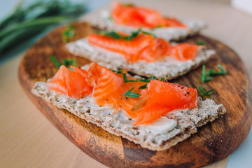 Salmon toast. 