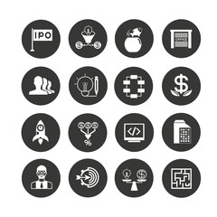 business startup icon set in circle buttons