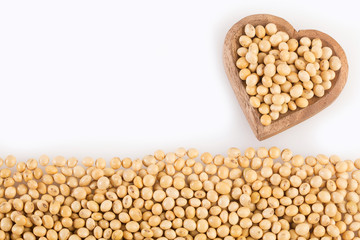 Dry soybeans - Glycine max. Top view