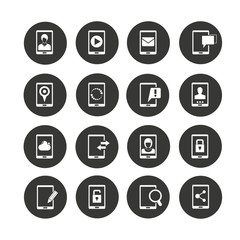 mobile phone icon set in circle buttons