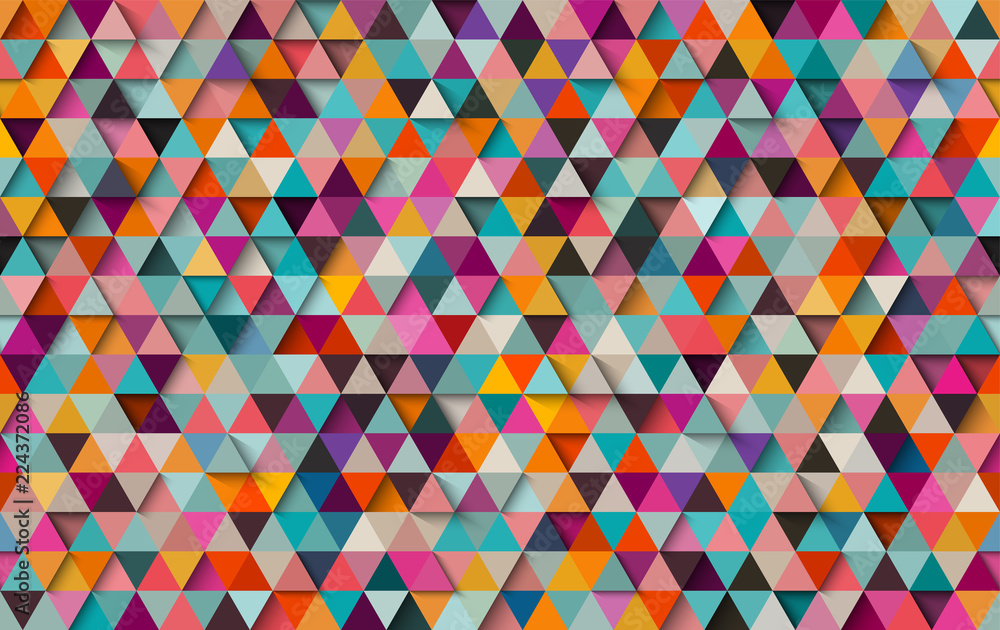 Poster colorful triangular seamless background or pattern, eps10 vector