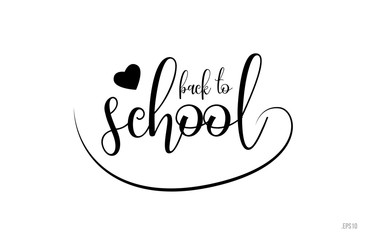 back to school typography text with love heart