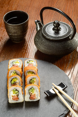 Salmon and Unagi sauce rolls