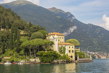 Look at Villa del Balbiano and its beautiful gardens at Lake Como, Lenno, Lombardia, Italy.