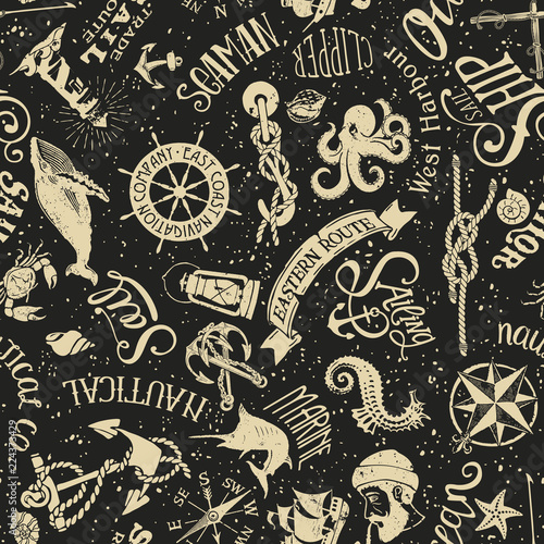 "vintage nautical and marine elements wallpaper abstract vector