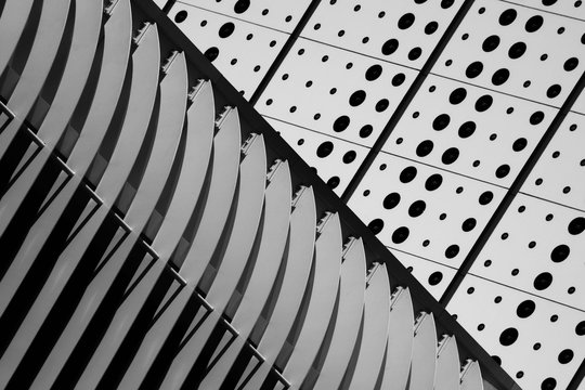 abstract of a metal structure at building. - light and shadow