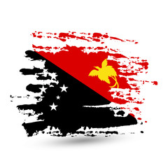 Grunge brush stroke with Papua New Guinea national flag