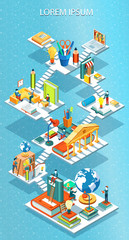 Educational isometric concept vector illustration
