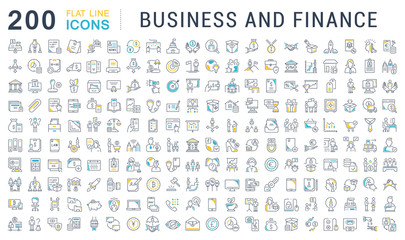 Set Vector Line Icons of Business and Finance. - obrazy, fototapety, plakaty