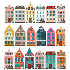 Set of european colorful old houses - 224374866