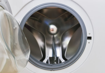 Closeup of a washing machine