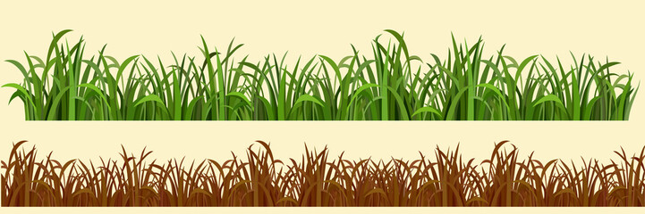 cartoon grass in a row in two variations
