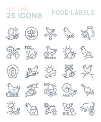 Set Vector Line Icons of Food Labels.